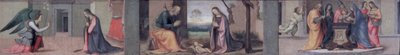 The Annunciation; The Nativity; The Presentation in the Temple, predella panel to The Visitation of St. Elizabeth to the Madonna, 1503 by Mariotto Albertinelli